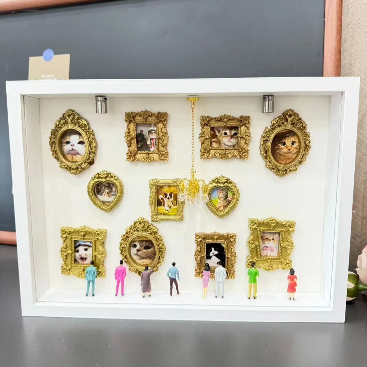 DIY Shadow Box Photo Frame with Mini Figures & LED Lights - Personalized Memory Display Gift for Family & Loved Ones