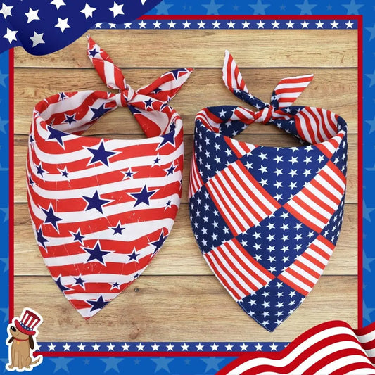 Patriotic American Flag Dog Bandana - Funny 4th of July Pet Scarf for Holiday Festival