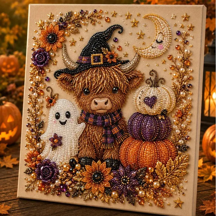 Kit de arte DIY de fantasmas de Halloween con perlas – Regalo de manualidades 3D espeluznante y bonito para la decoración del hogar en otoño