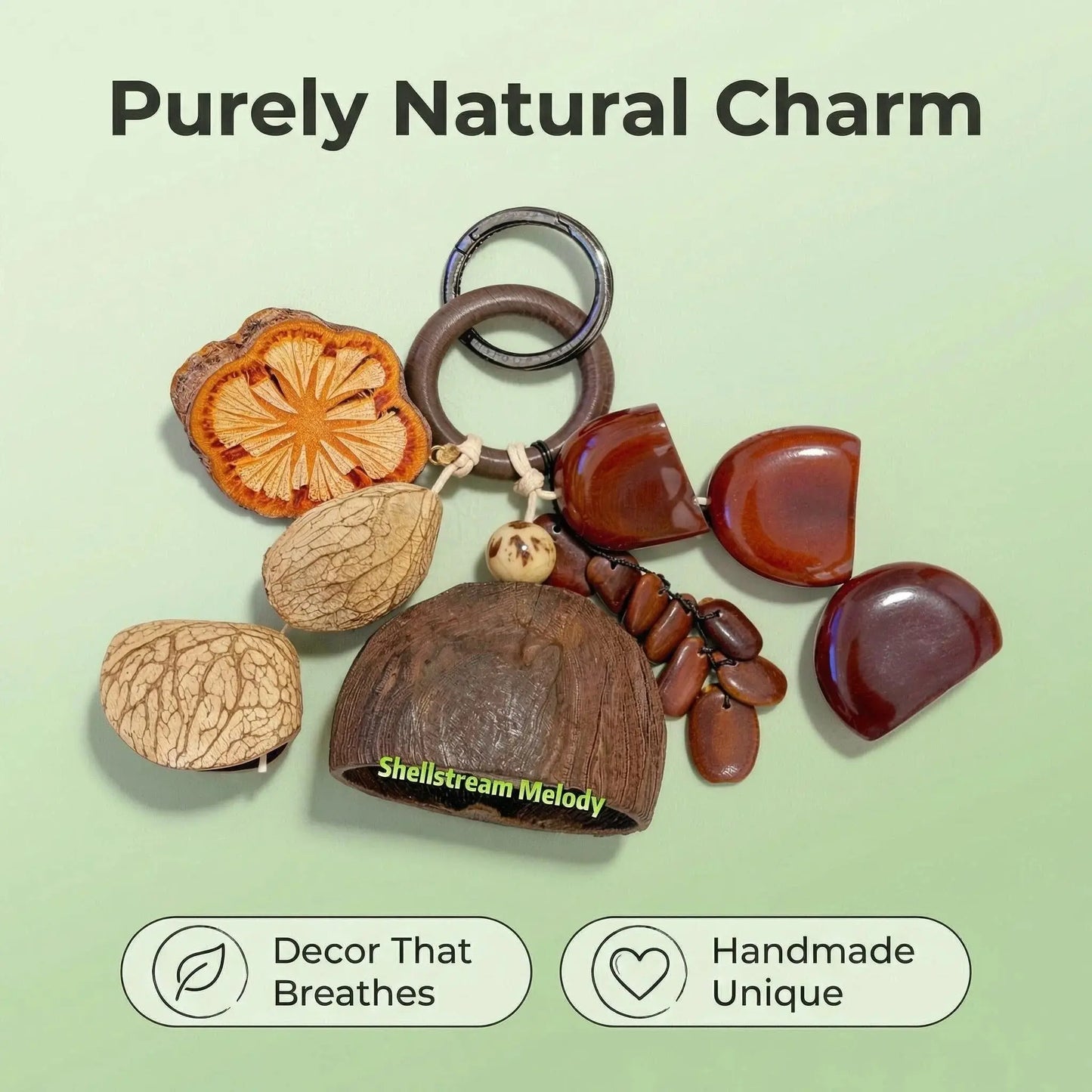 Natural Wood Bag Charm, Handmade DIY Fruit Wood Pendant Accessory