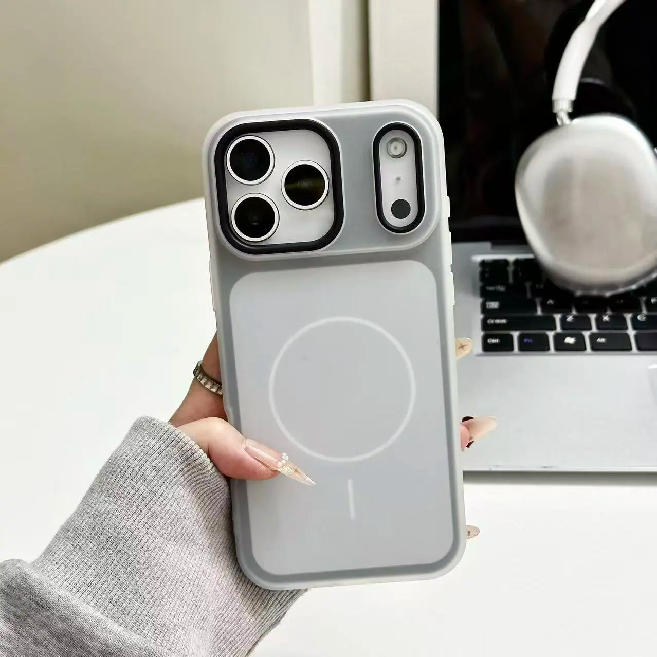 Color-Block Matte Translucent Magnetic Shockproof Case for iPhone 17-11 Series