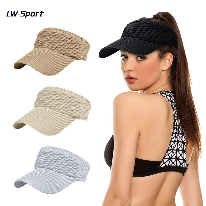 Lot de 2 visières de soleil pour femme, avec ouverture supérieure, respirantes et anti-UV, pour queue de cheval haute