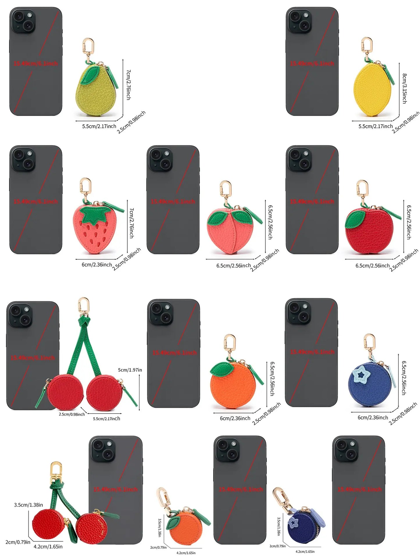 Cute Fruit Bag Charm, Bag Charms For Handbags, Bag Pendant, Adorable Keychain Accessory for Bags and Backpacks, Christmas Gift , 25 fall&winter , All Season Casual Style, Cute Purse Charms, Bag Accessories Charms