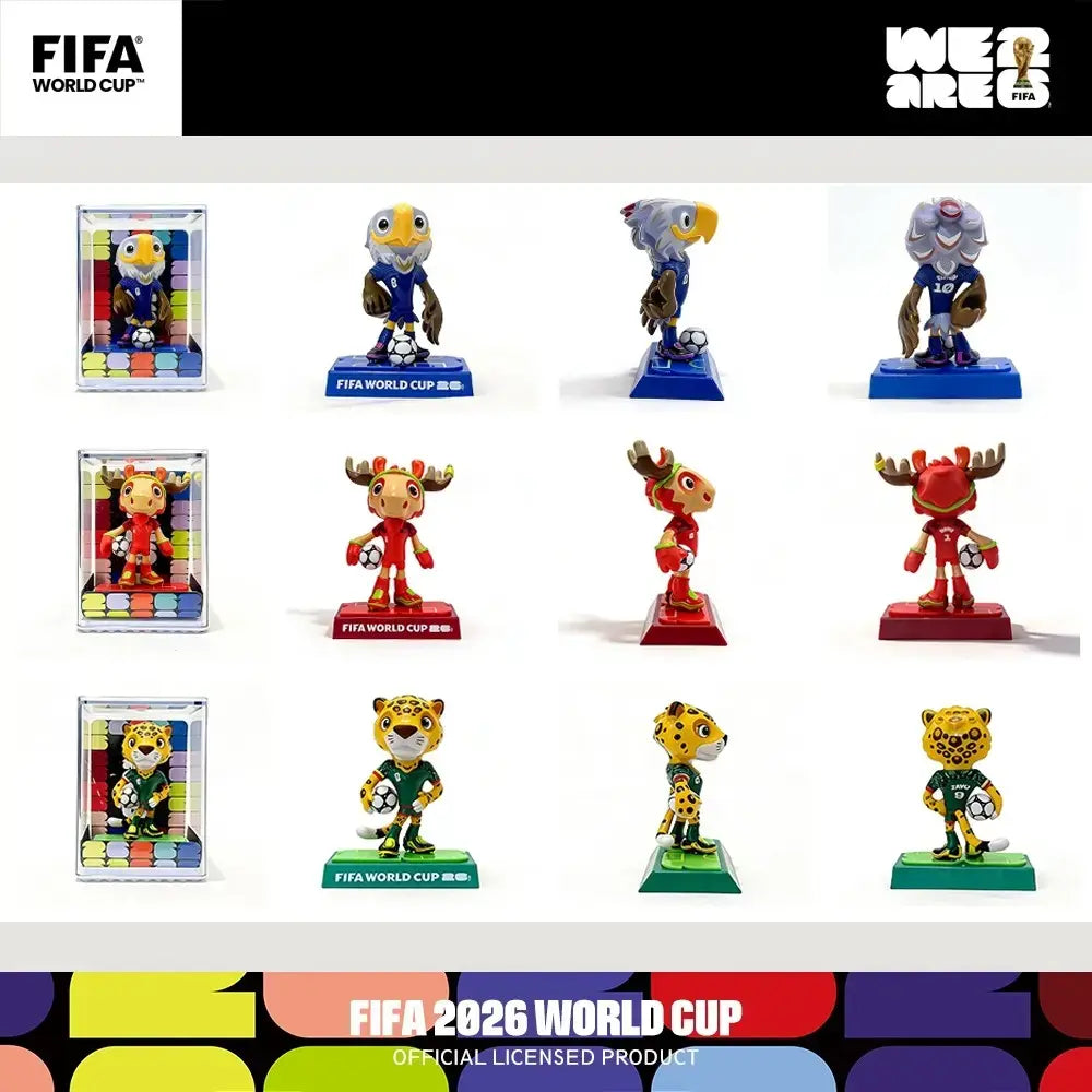 【 FIFA Official Licensed 】2026 World Cup Mascot Set Collectible Figurines, Canada Maple Mexico Zayu Usa Clutch 9cm Toy Statue