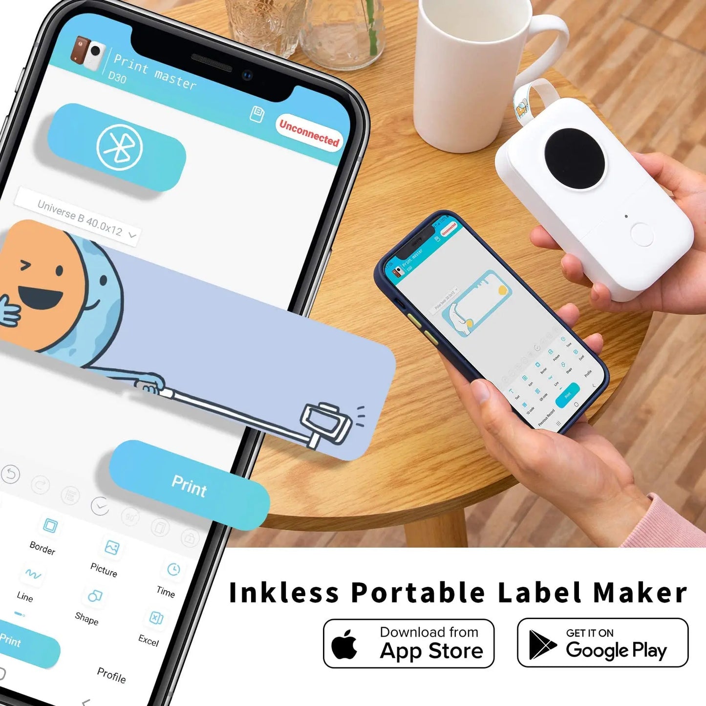 Bluetooth Label Maker – Portable Mini Thermal Label Printer, Wireless Inkless Sticker Machine for Home, Office & School