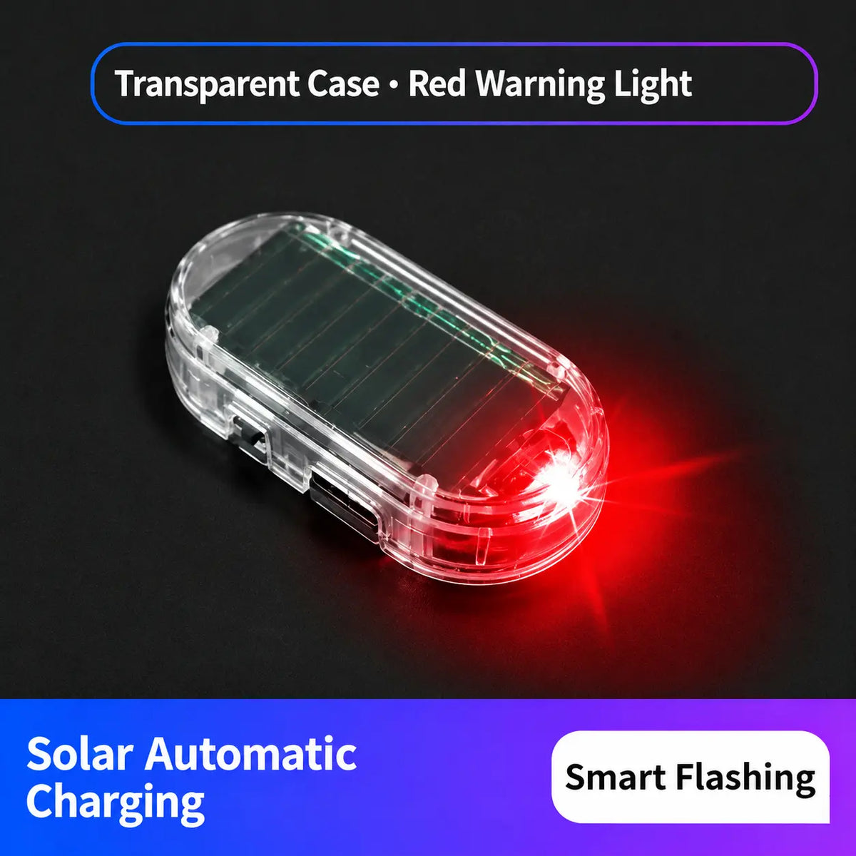 Solar Powered Fake Car Alarm Light – Auto Sensor Simulated LED Security Flashing Lamp