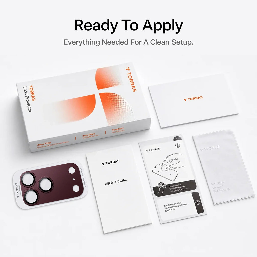 9H+ Tempered Glass Camera Lens & Module Protector for iPhone 17 Series – Shatterproof Cosmic Orange