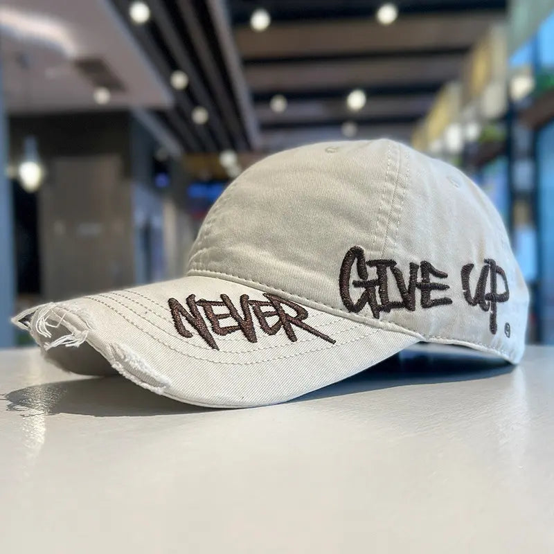 1pc Casual Trendy Baseball Cap with Side Embroidery "Nive Give Up", Versatile Streetwear  Adjustable Casual Mens hat, Fashion Style Outdoor Sun Hat for Women and Men, Curved Brim Trucker Hats Women