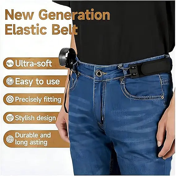 Invisible Elastic Belt Hook Set (2 Pack) – No Buckle Waist Belt Clips for Jeans, Pants & Workwear