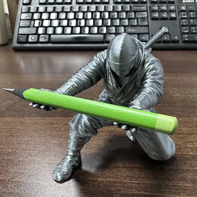 Black Ninja Pen & Pencil Holder for Desk – Novelty Desktop Decor & Office Accessories