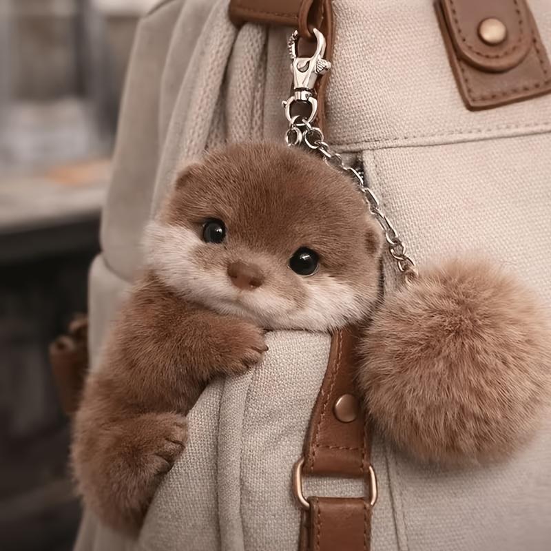 Realistic Soft Plush Otter Keychain – Viral Vibe Bag Charm & Backpack Pendant