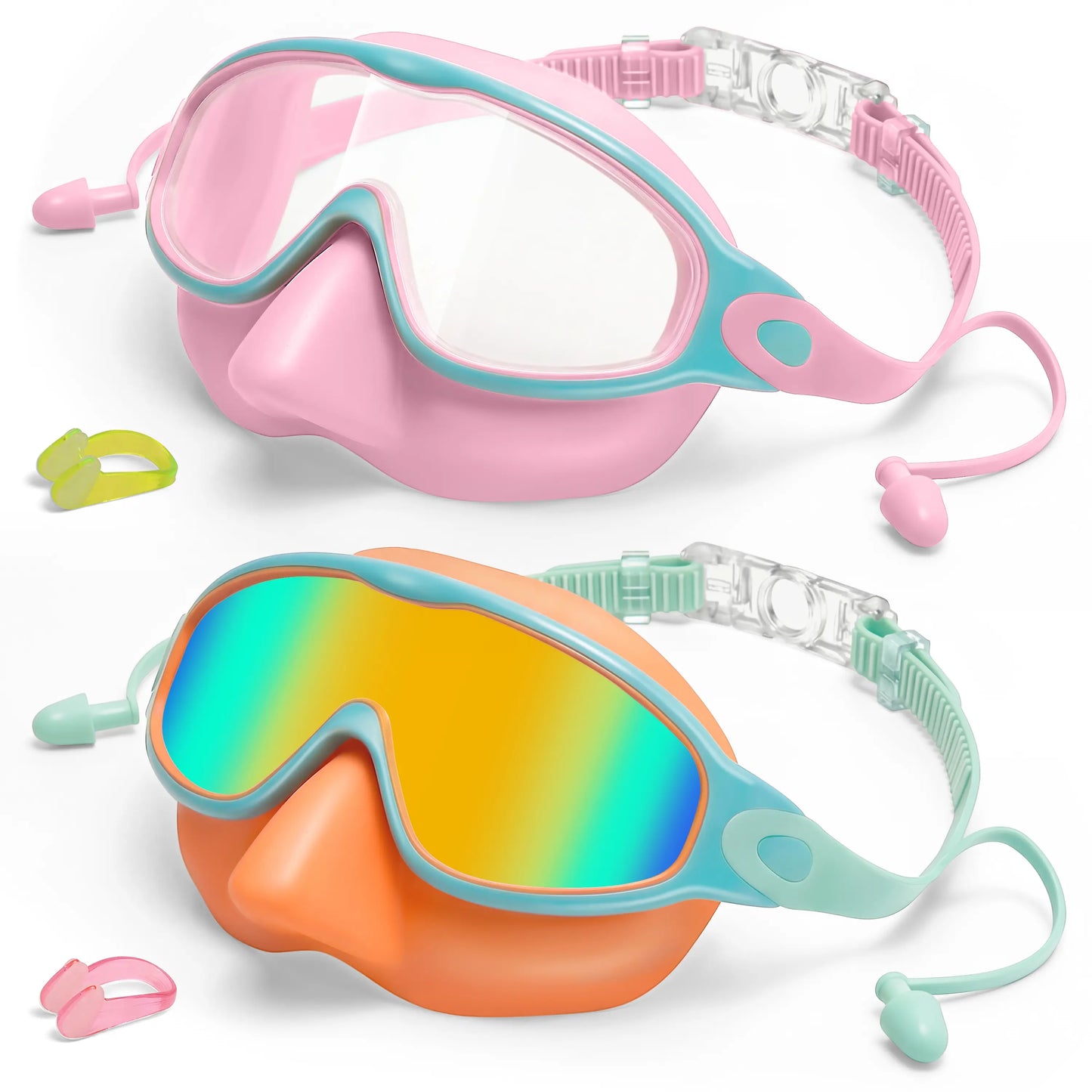 Swim Goggles 2 Pack – Nose-Cover Design for Kids
