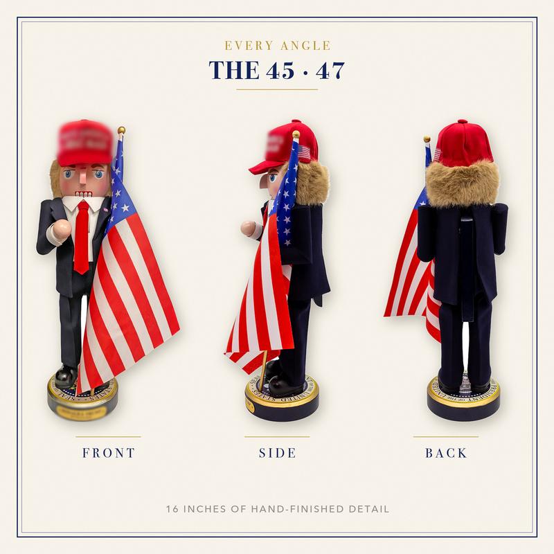 America Nutcracker Collectible Figure with Flag & Seal Base – Holiday Mantel Decor