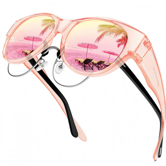 Oversized Square Fit-Over Sunglasses, UV400 Trendy Fashion Eyewear for Men Women