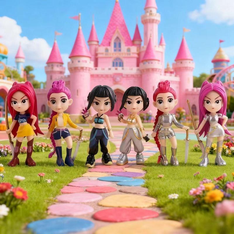 6-Piece KPop Figurine Set – Anime Model Toy Decorations, perfect for home collections and office desk display.