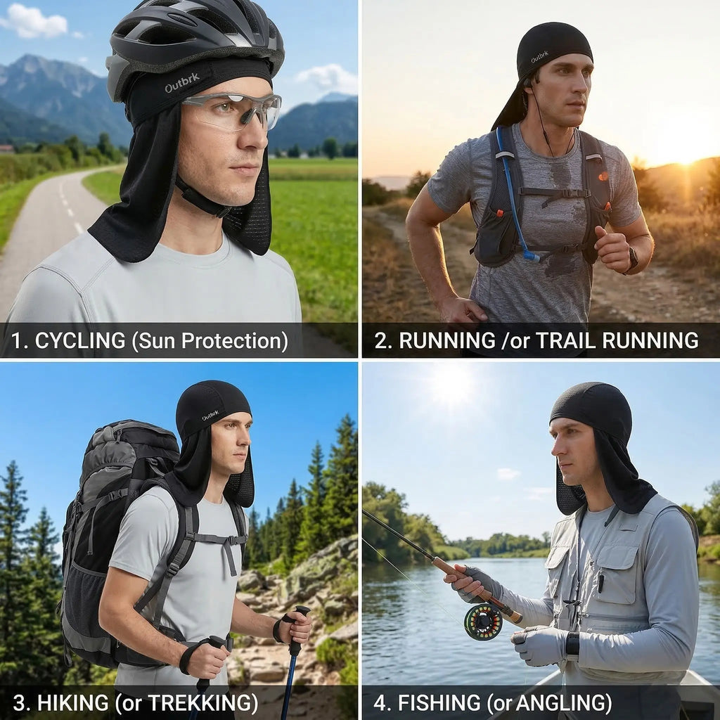 Quick-Dry Cooling Skull Cap with Neck Shade, Sweat-Wicking Sun Protection Headwear for Fishing, Hiking & Outdoor Work