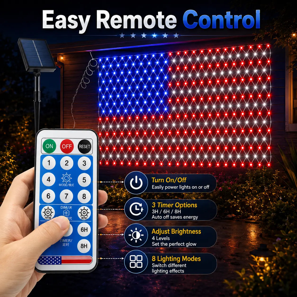 Super Bright American Flag Net Lights for Patriotic Holiday Decor