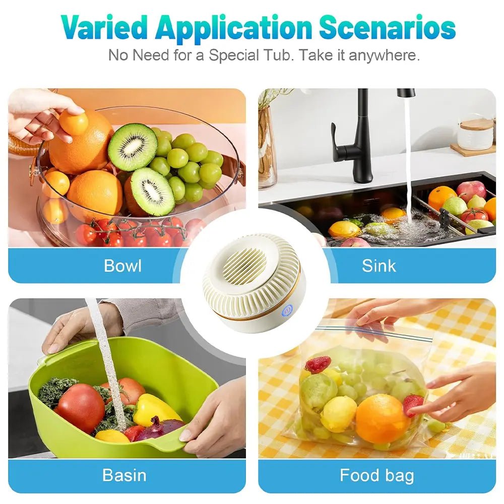 Portable Hydroxyl Ion Fruit & Vegetable Washer – 4-Minute Deep Cleaning Purifier for Produce, Meat & Seafood
