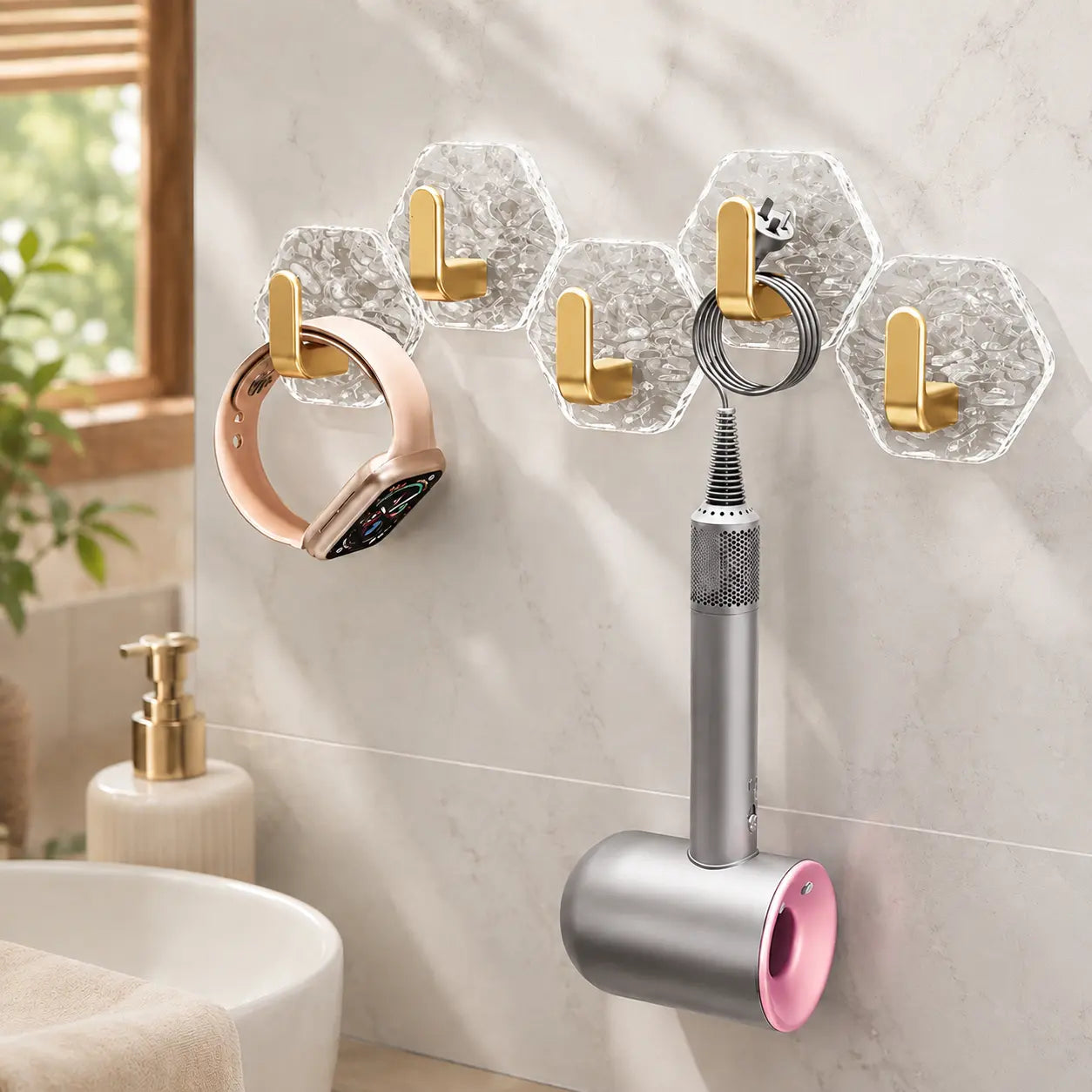 10/20-Pack Heavy-Duty Hexagonal Ripple Adhesive Hooks – Waterproof Wall Organizers for Kitchen & Bathroom