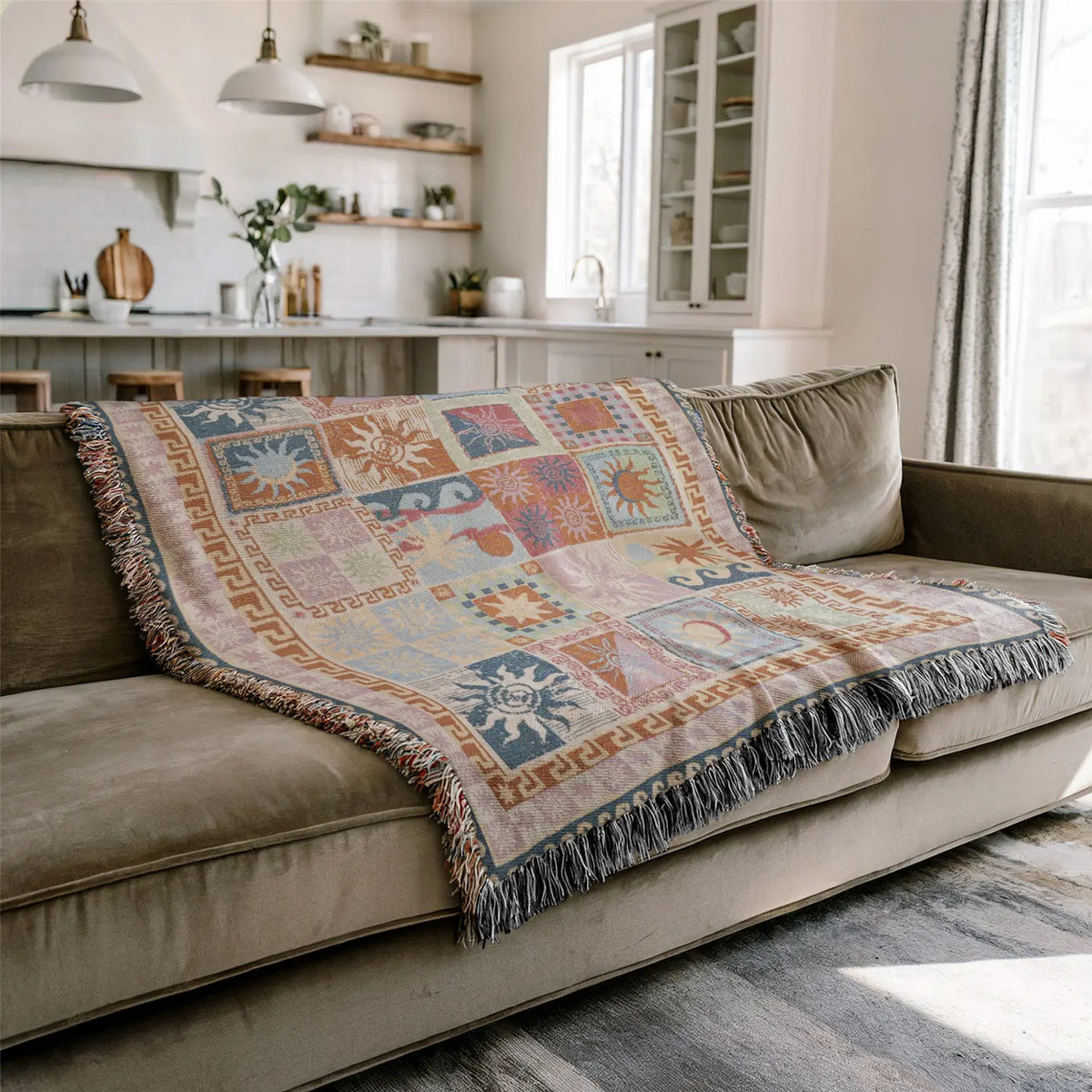 Boho Geometric Tassel Woven Throw Blanket for Bed, Sofa & Wall Décor