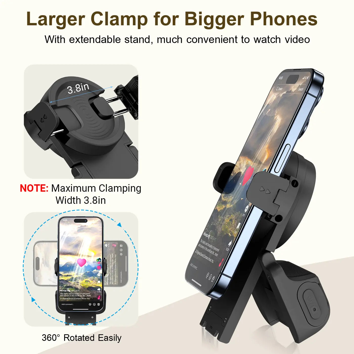 TikTok Remote Scroller & Phone Stand – Wireless Page Turner & Camera Shutter for iPhone & Android