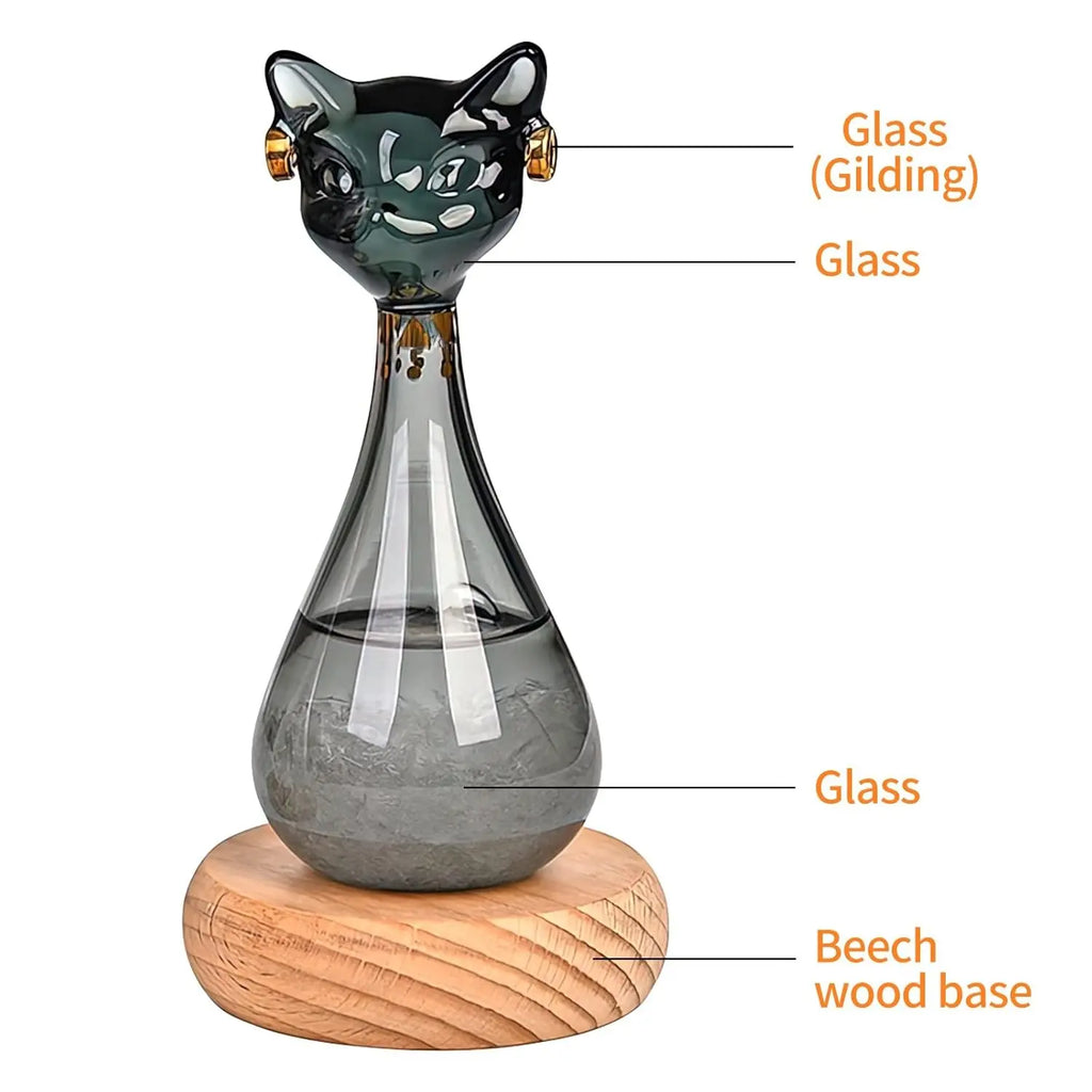 Cat-Shaped Storm Glass Weather Predictor for Home & Office Decor