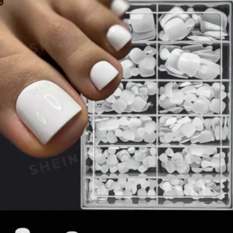 240pcs Short Square Press-On Nails, Pure-Color Toe Nail Kit, Wearable Nail Art Set in Box Packaging, Toe Nail Tips, DIY False Toenails, Fake Toenails