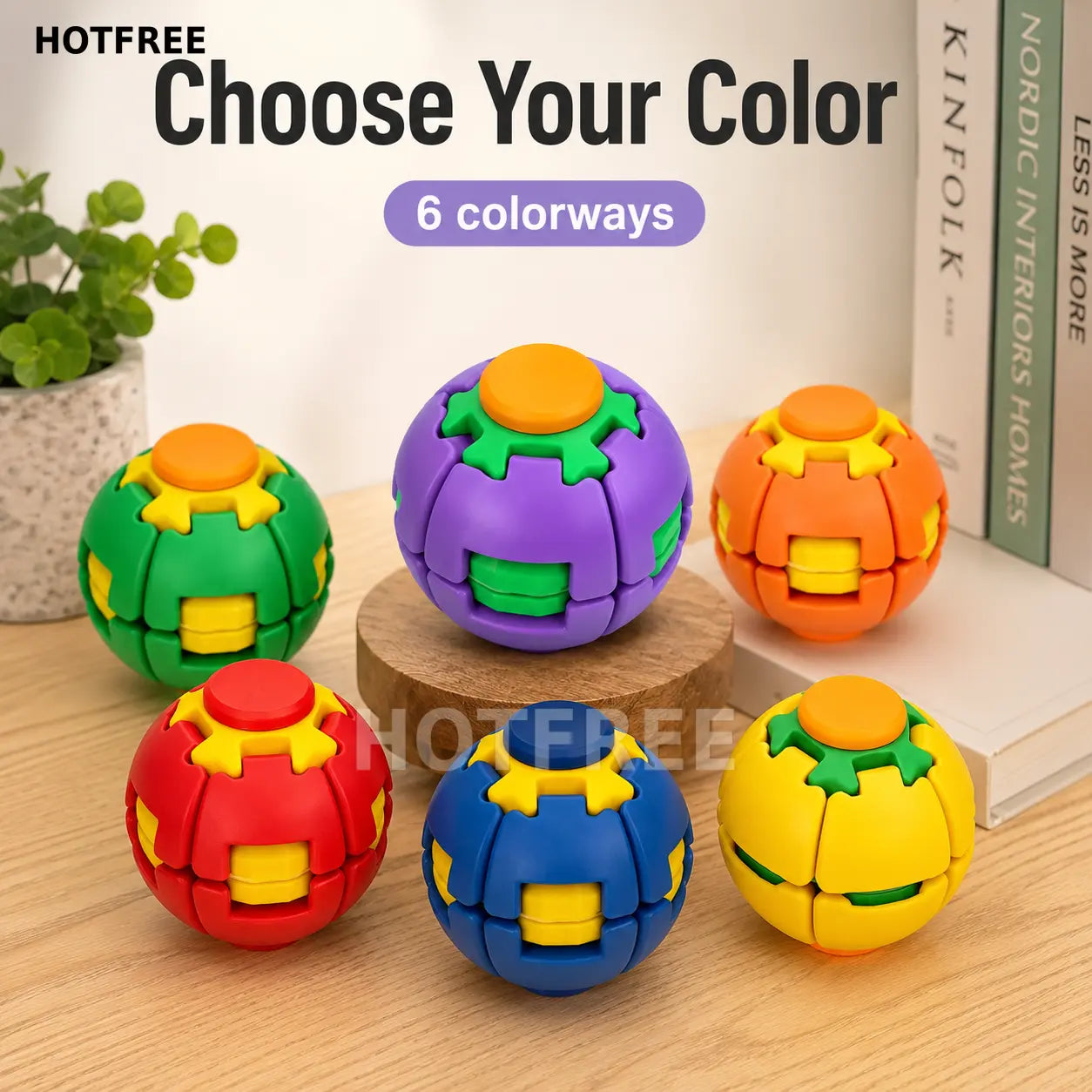 Hotfree 3D Printed Fidget Gyro Ball – Smooth Spinning Stress Anxiety Relief Desk Gadget