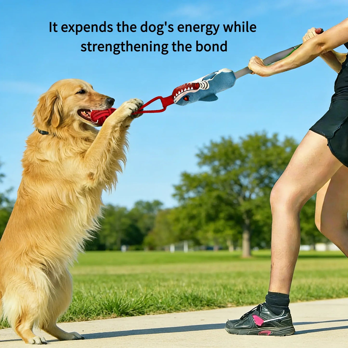 Interactive Squeaky Dog Rope Tug Toy Teeth Cleaning Play Toy for Small Medium Dogs Indoor Outdoor Use