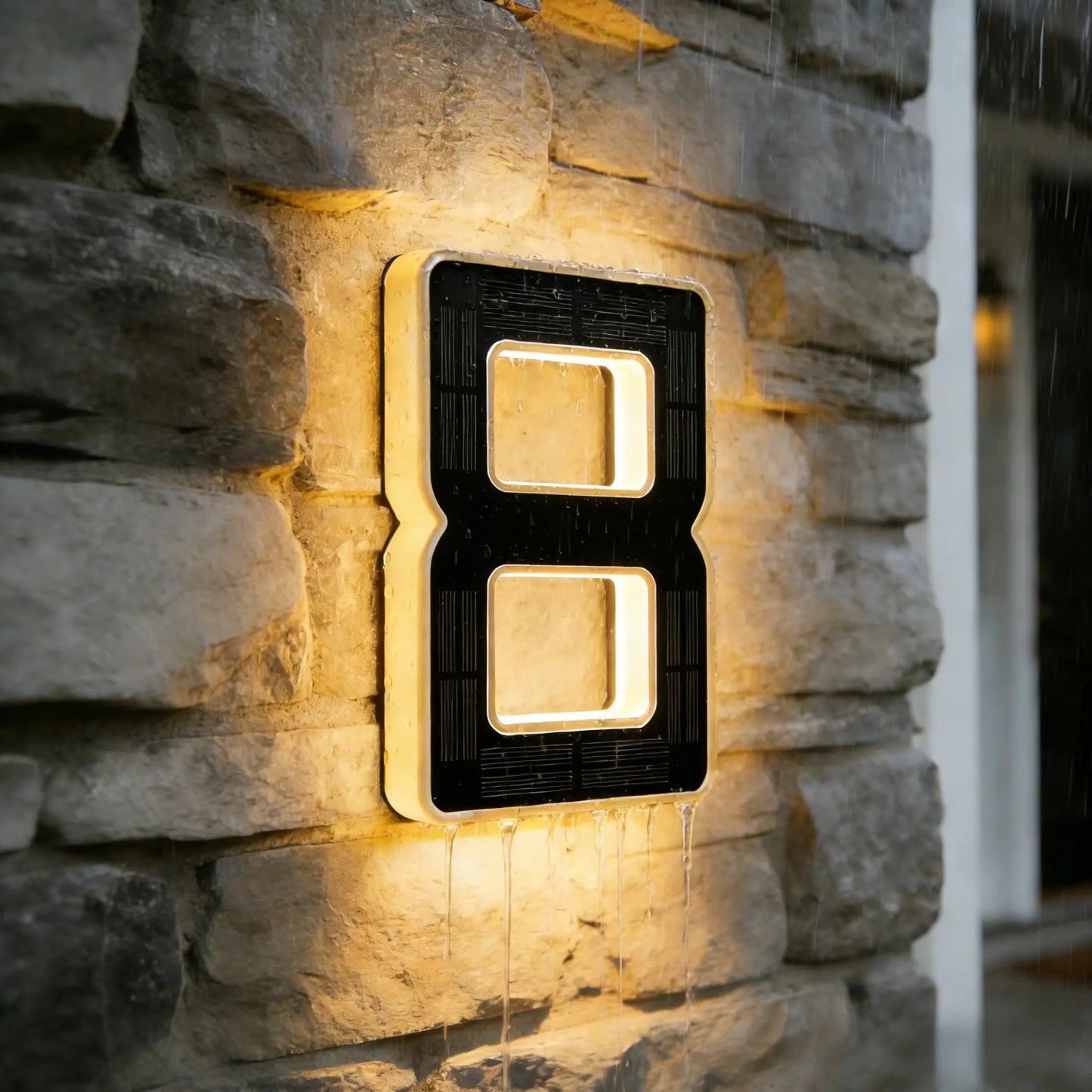 ISUNMEA 6.7 Inch Solar Lighted House Numbers for Outside, Light Up Waterproof LED Address Signs for Houses, Backlit Illuminated Exterior Modern House Numbers Light