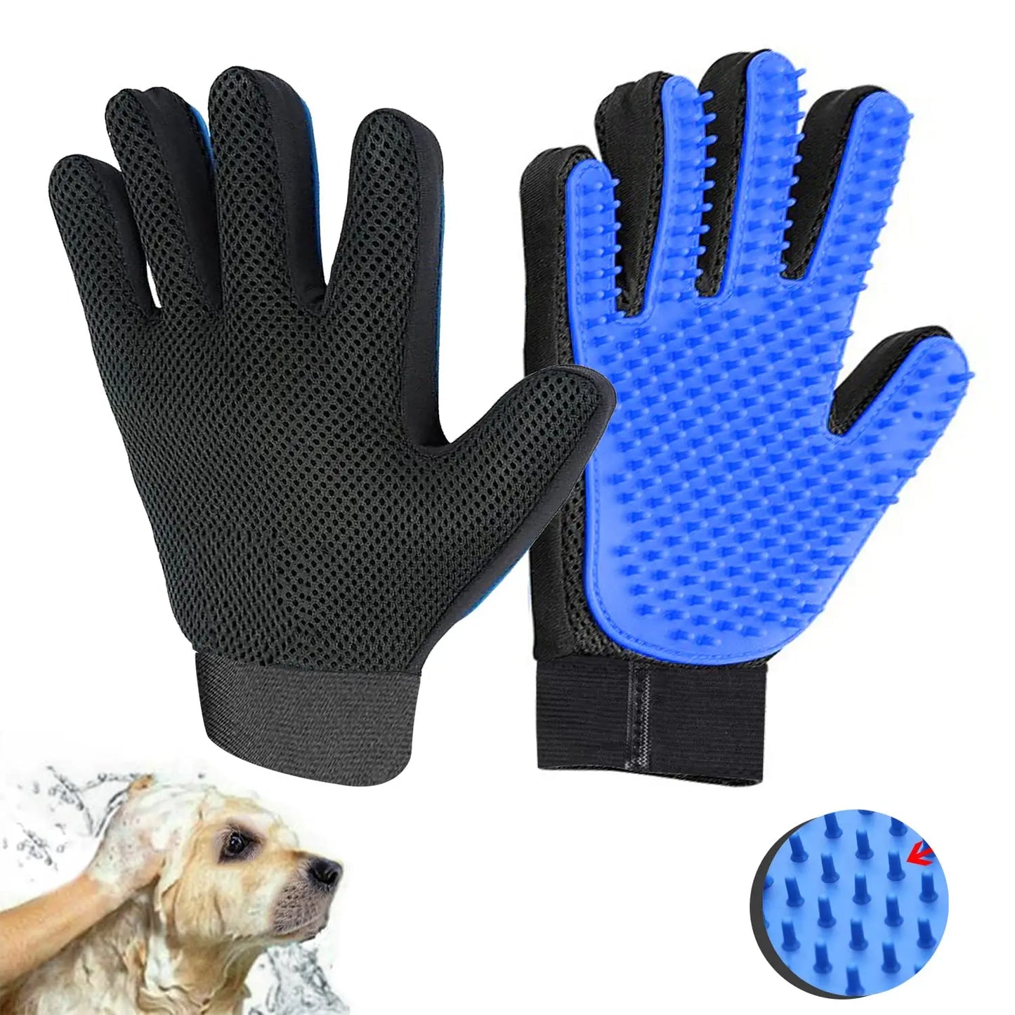 Upgraded Pet Grooming Gloves – 255 Silicone Tips 2-in-1 Deshedding & Massage Mitts
