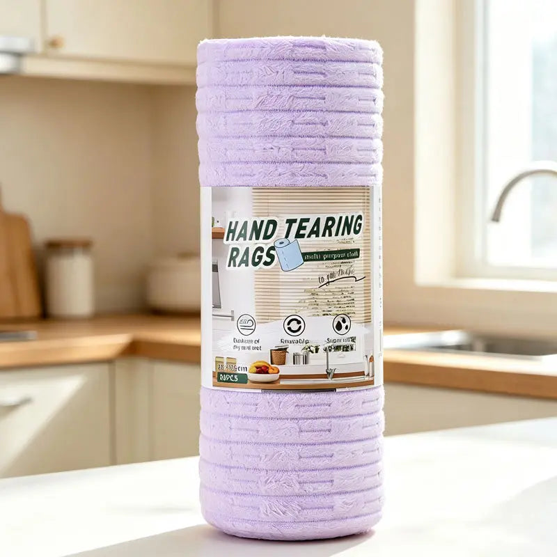 20-Pack Tearable Antibacterial Microfiber Cleaning Cloths – Reusable Lint-Free Wet & Dry Scrubbing Rags (10"x10")