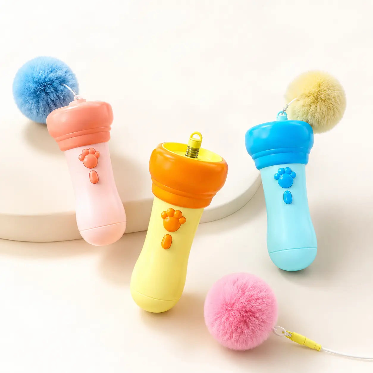 Electric Cat Teaser Toy with Fluffy Pom Balls for Indoor Cats