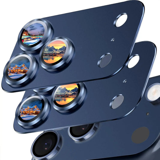 2 Pack iPhone 17 Pro Max Camera Lens Protector – Metal Aluminum Tempered Glass, Military Grade, Case Friendly, Silver