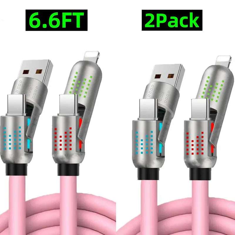 EXAVON 4-in-1 USB-C Cable (6.6FT) – PD Fast Charge & Data Sync Multi-Port Adapter