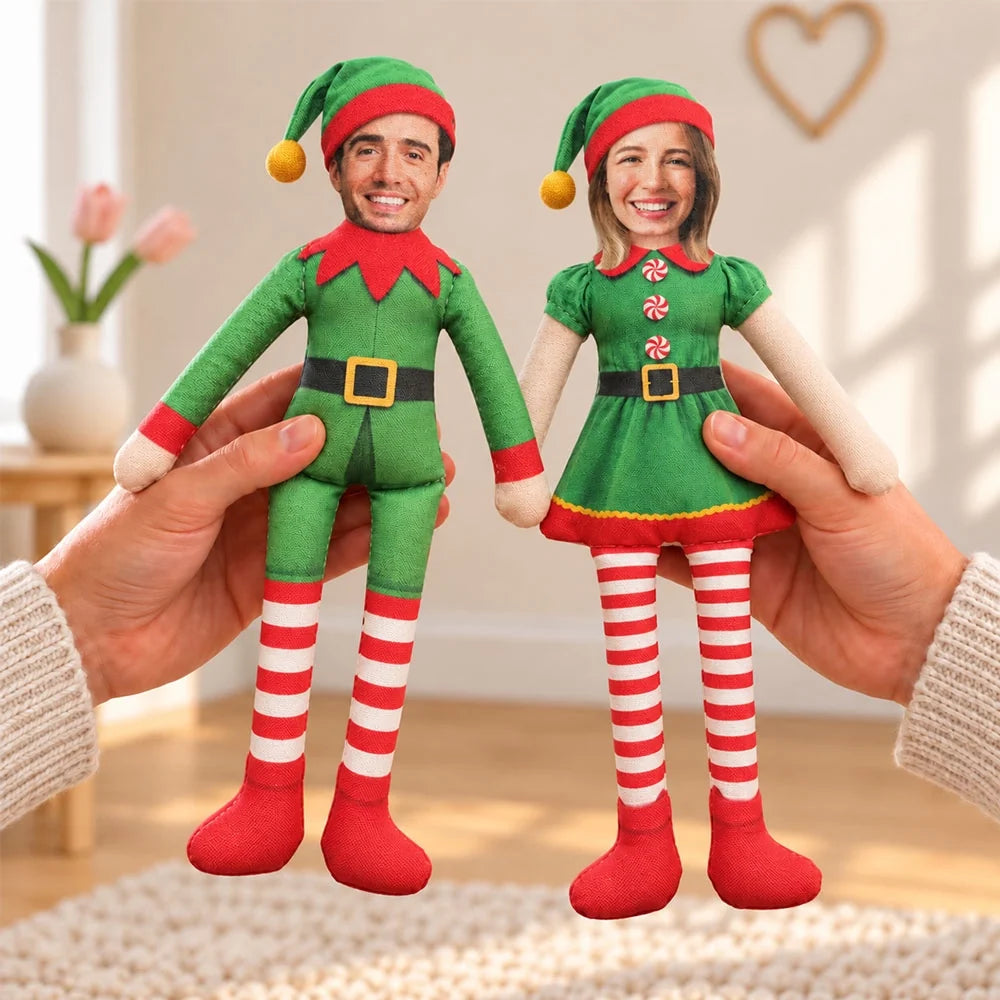 Photo Squishy Plush Doll, Personalized Christmas Elves for Shared Holiday Laughs, Creative Gift for Couples - 6