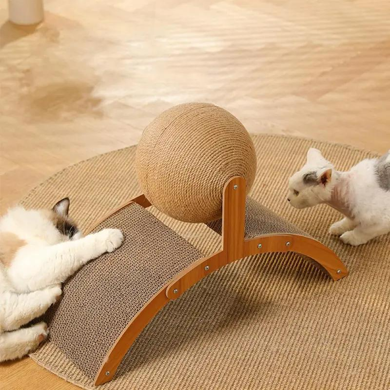 2-in-1 Cat Scratching Post & Ball - Wear-Resistant Natural Sisal Toy