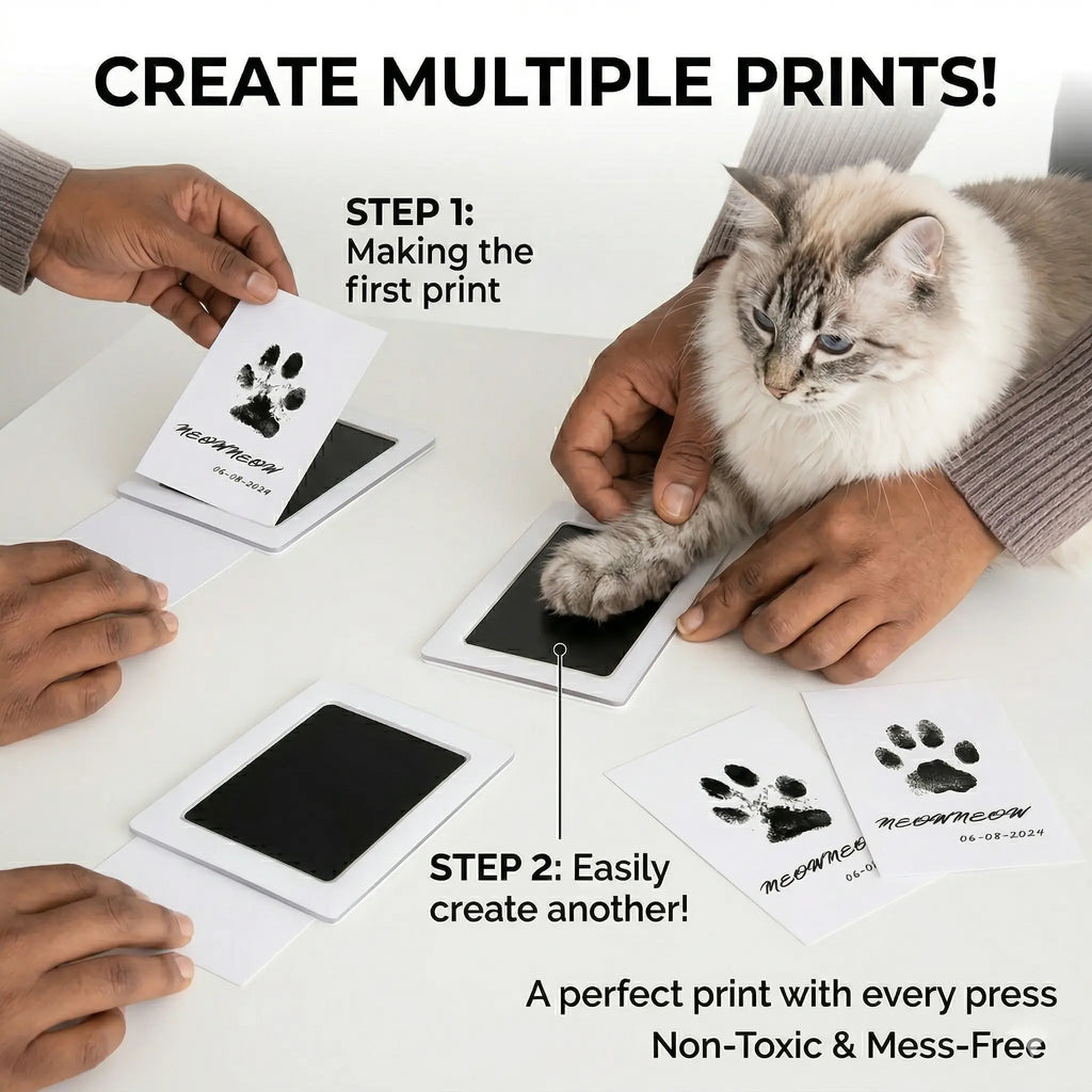 No-Mess Pet Paw Print Keepsake Kit with Frames for Dogs and Cats