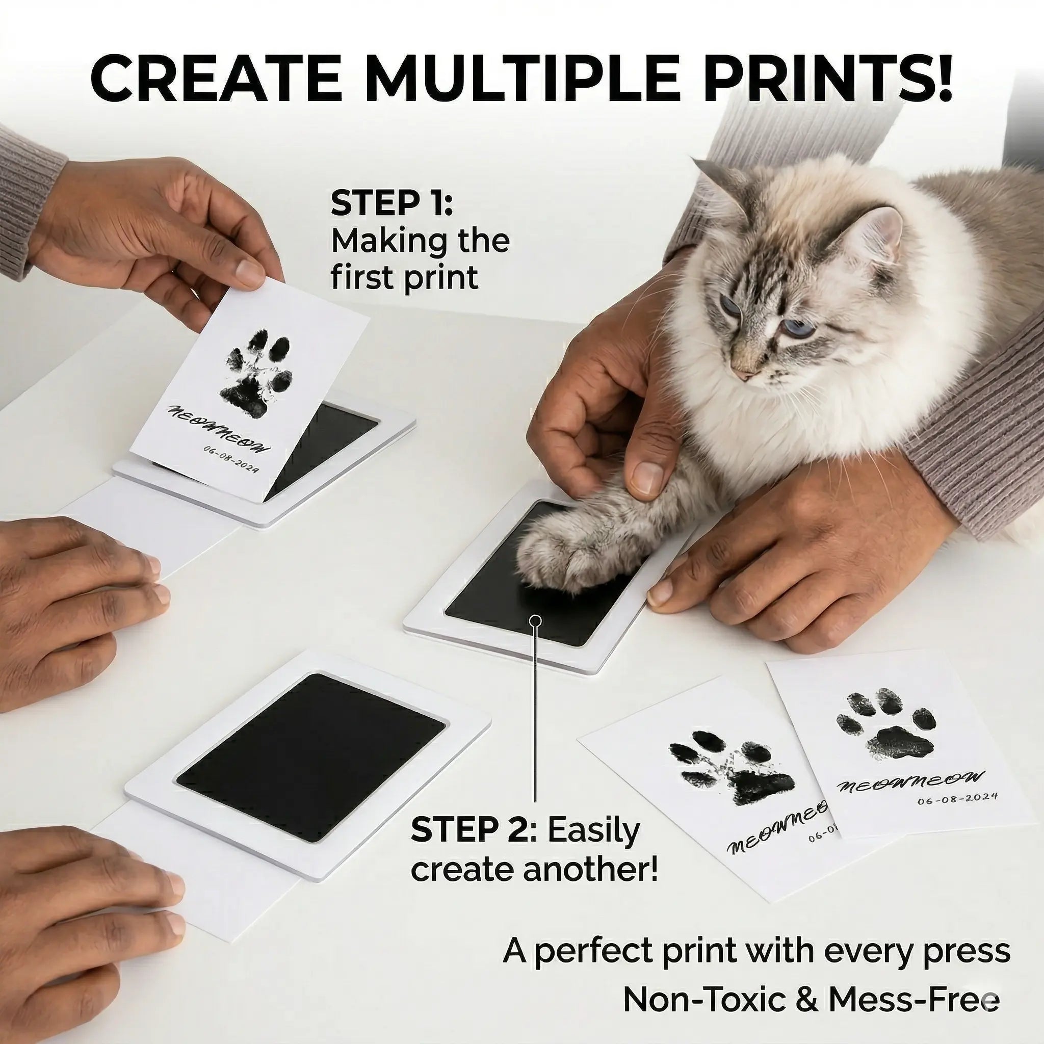 No-Mess Pet Paw Print Keepsake Kit with Frames for Dogs and Cats