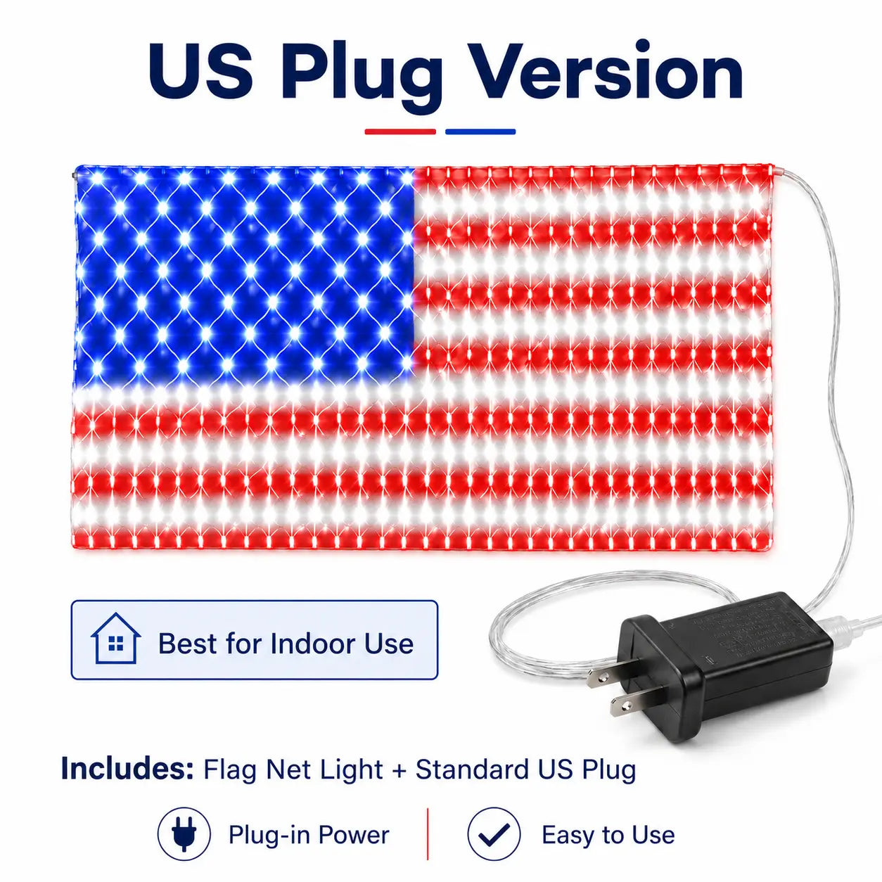 Super Bright American Flag Net Lights for Patriotic Holiday Decor