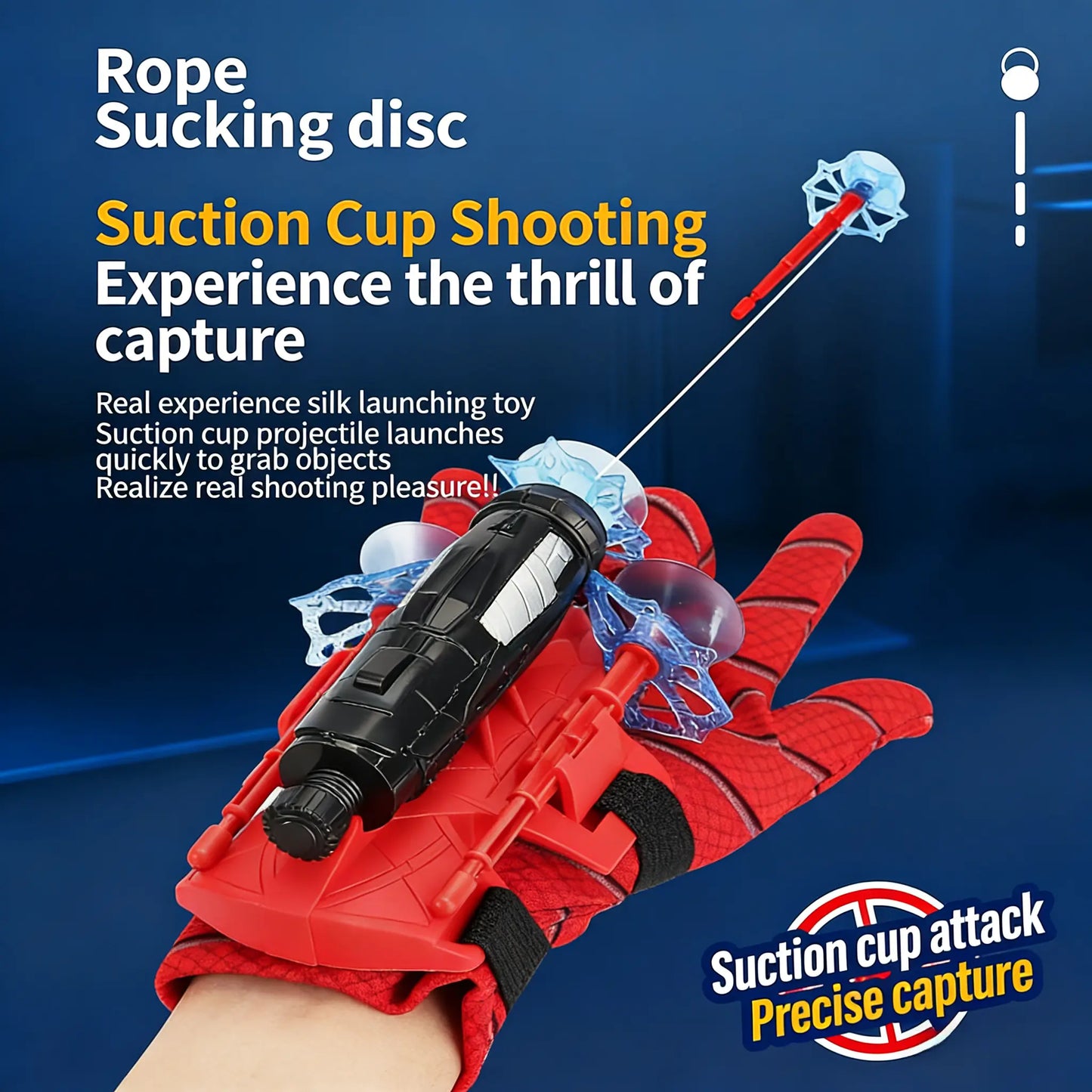All you need Spider Silk Superhero Wrist Launcher String Shooter - Polyester Wearable Glove, Suction Cup Darts - Unisex Kids Outdoor Play Toy Set for Ages 4+ Birthday Gift, Outdoor Stuff for Kids