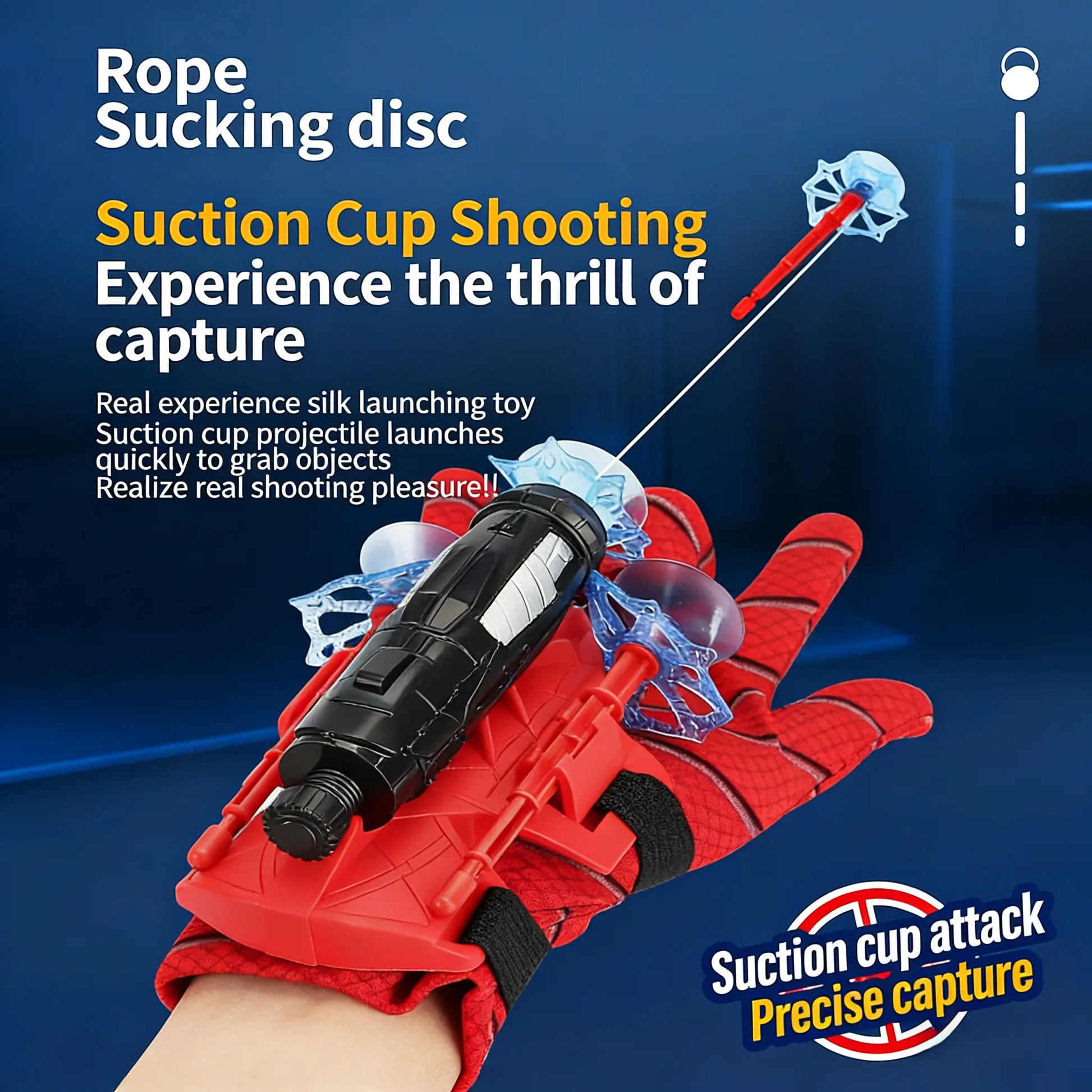 All you need Spider Silk Superhero Wrist Launcher String Shooter - Polyester Wearable Glove, Suction Cup Darts - Unisex Kids Outdoor Play Toy Set for Ages 4+ Birthday Gift, Outdoor Stuff for Kids
