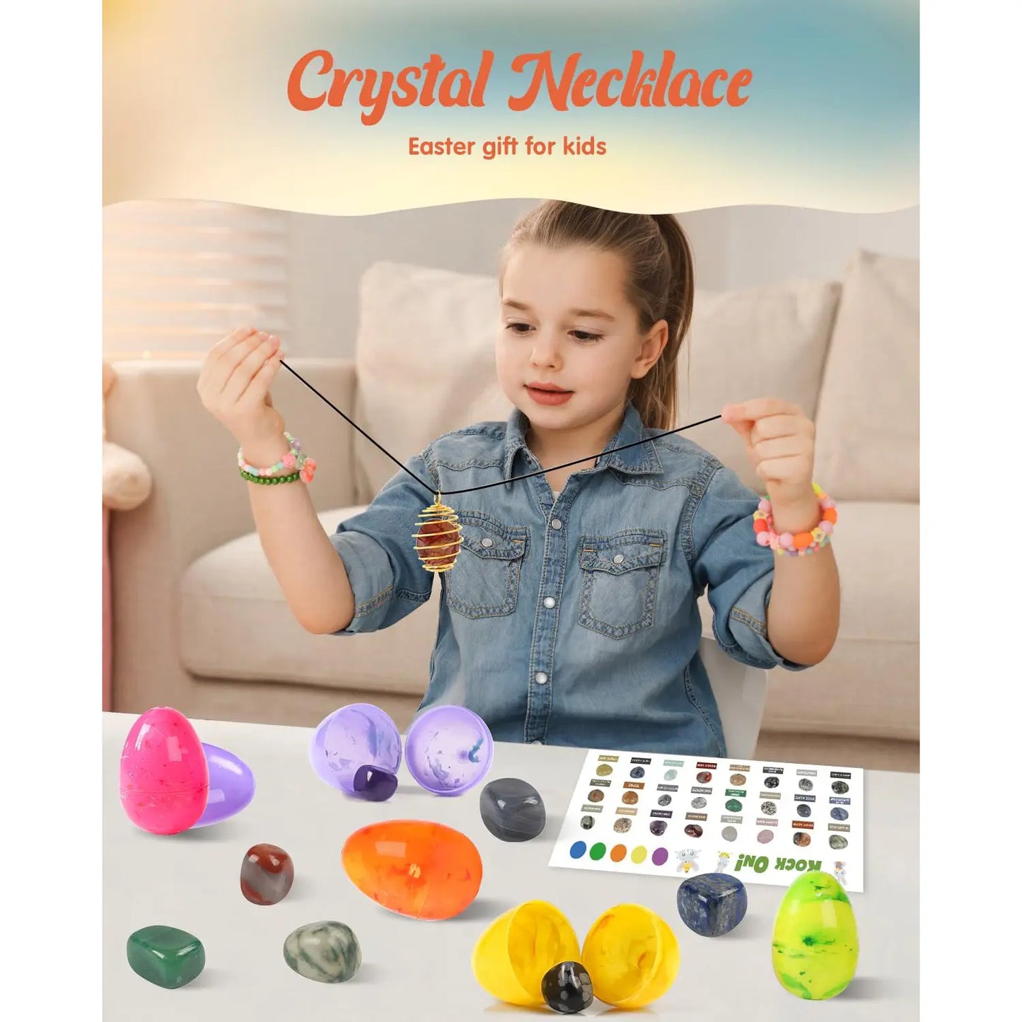24/48pc Prefilled Easter Eggs with Natural Gemstones | Unique Treasure Hunt Set