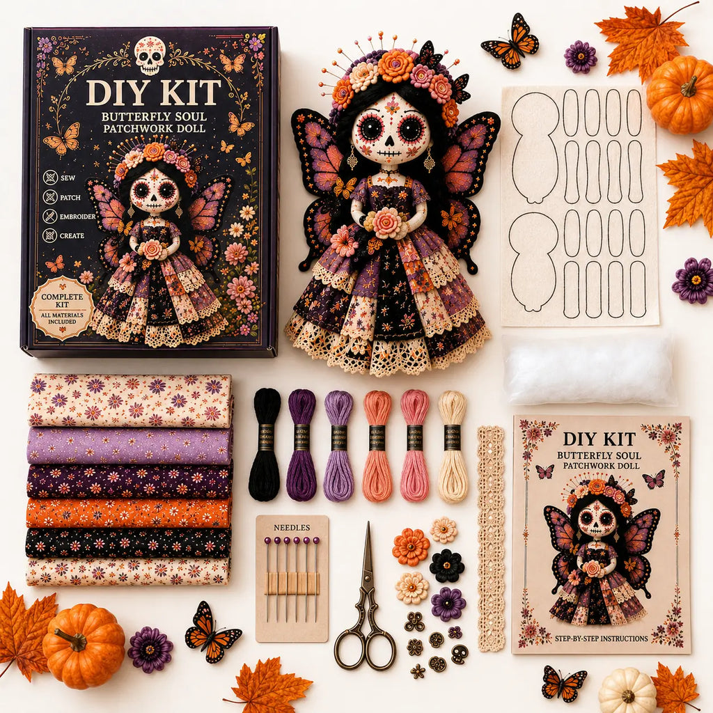 Halloween DIY Sewing Craft Kit – Complete Hand Sewing & Patchwork Art Set for Home Decor