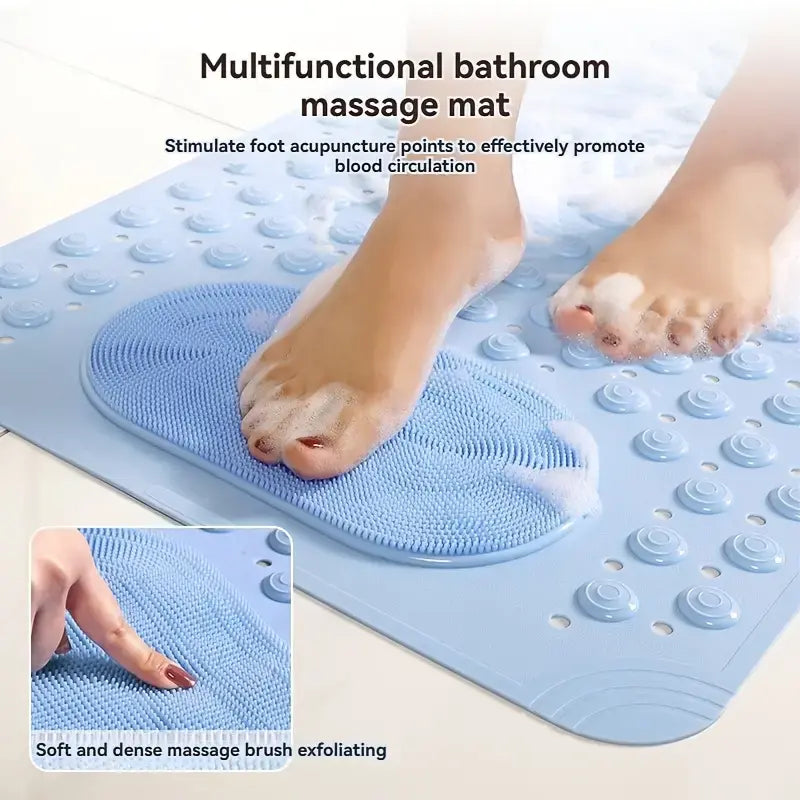Non-Slip Shower Mat with Foot Massage & Drain Holes, Suction Cup Bathtub Mat