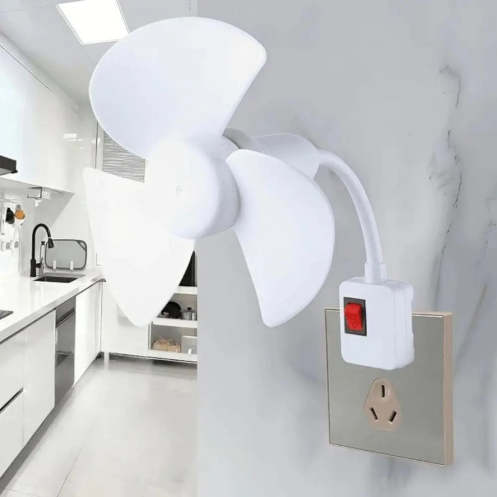 E27 Socket Fan Kit with Plug Adapter – Mini Quiet Electric Fan with Flexible Gooseneck Plug and Light Bulb Base, Energy-Saving Desk Fan for Kitchen, Bathroom, Dormitory, Office