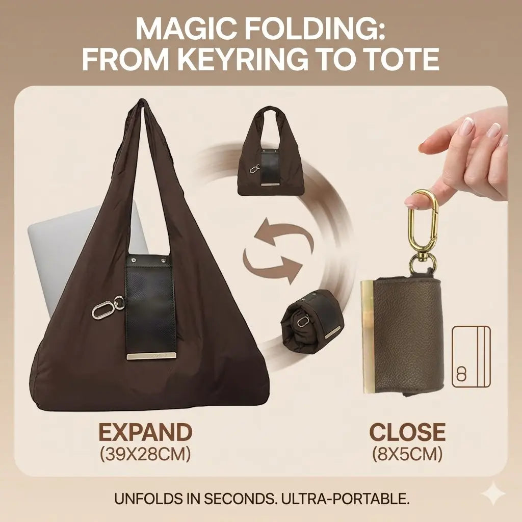 Foldable Keychain Bag Reusable Grocery Bags for Shopping Foldable & Expandable Handbag with Key Ring for Travel Daily Use Organiser,dorm essentials,home decor