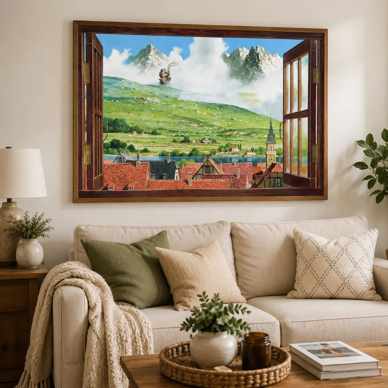 Howl's Moving Castle Art Print, Studio Ghibli Inspired, Anime Wall Art, Hayao Miyazaki Inspired - POSTER NO FRAME