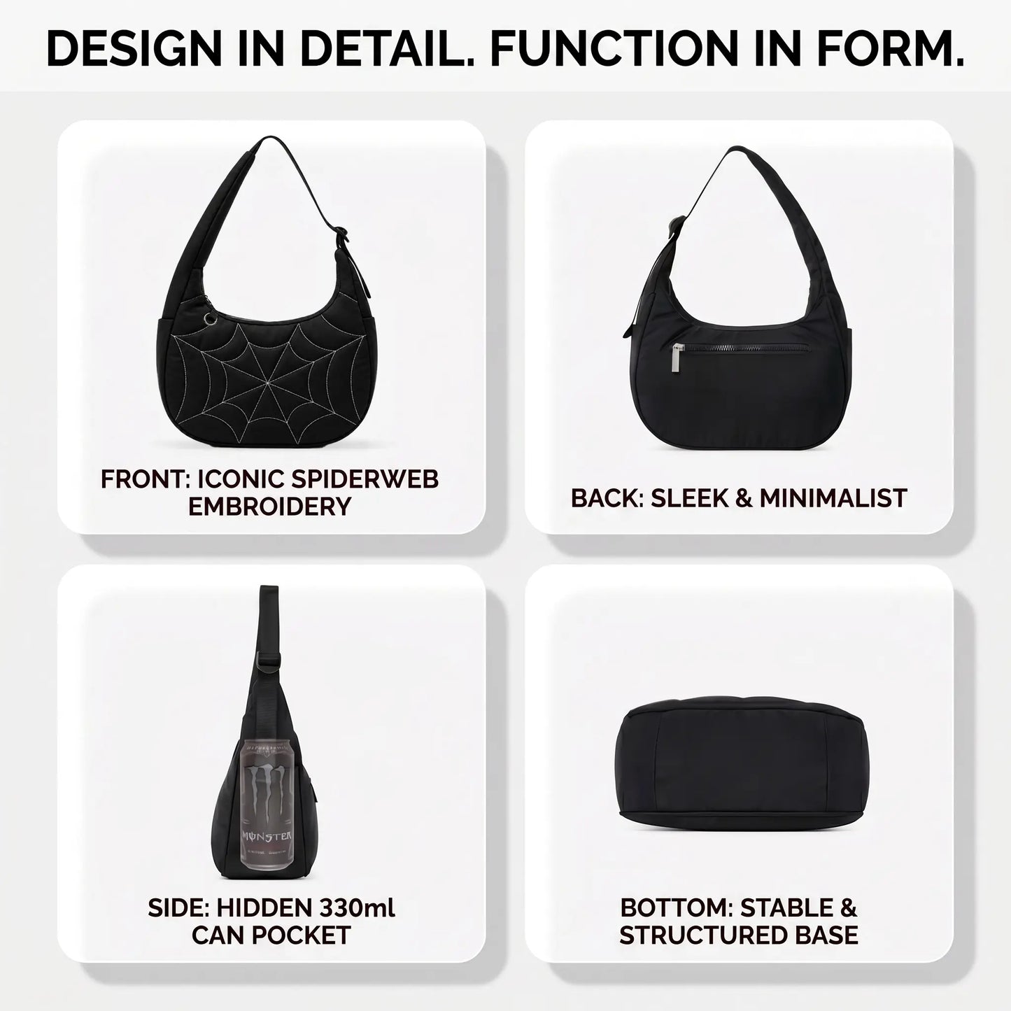 Spider Web Puffer Shoulder Bag for Women - Lightweight Quilted Nylon Crossbody Purse
