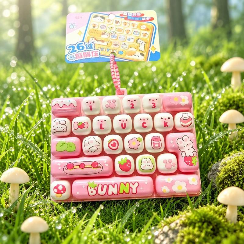 26-Key Mini Fidget Keyboard Keychain – Portable Sensory Stress Relief Toy & Cute Backpack Accessory